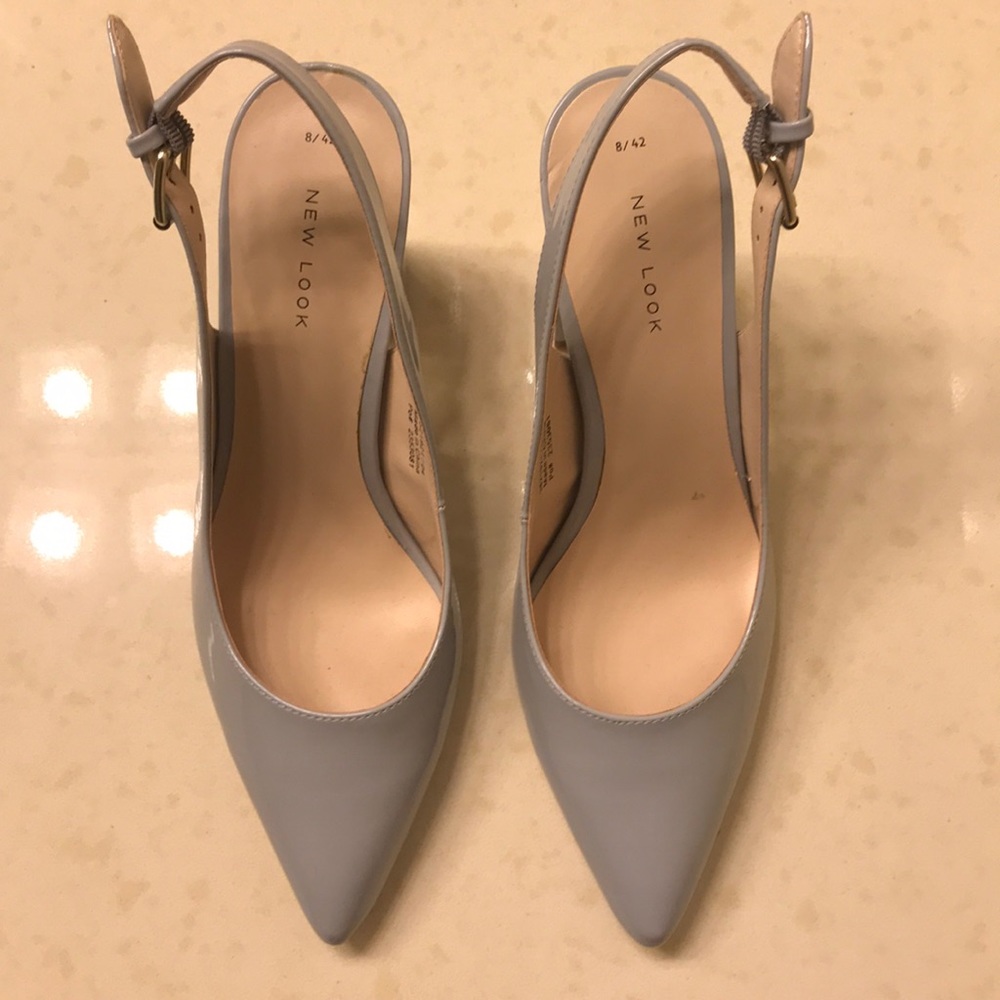 Grey pointed toe sling back heels ASOS